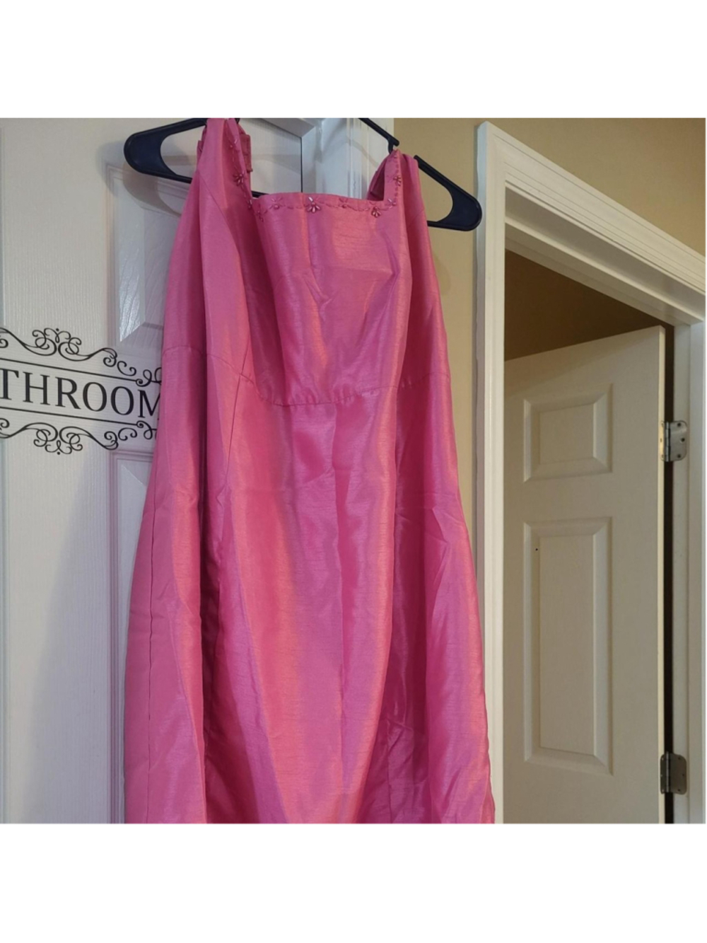Maxie Klein pink dress Size 20 **has small stain and small rip in slit as shown